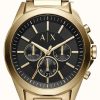 Men'S Armani Exchange | Armani Exchange Men'S | Black Chronograph Dial | Gold Tone Stainless Steel Bracelet