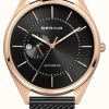 Men'S Bering | Bering Men'S Automatic Milanese Black Steel Bracelet