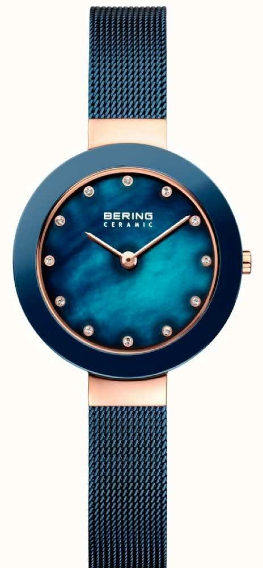 Women'S Bering | Bering Womans Ceramic Blue Milanese Strap