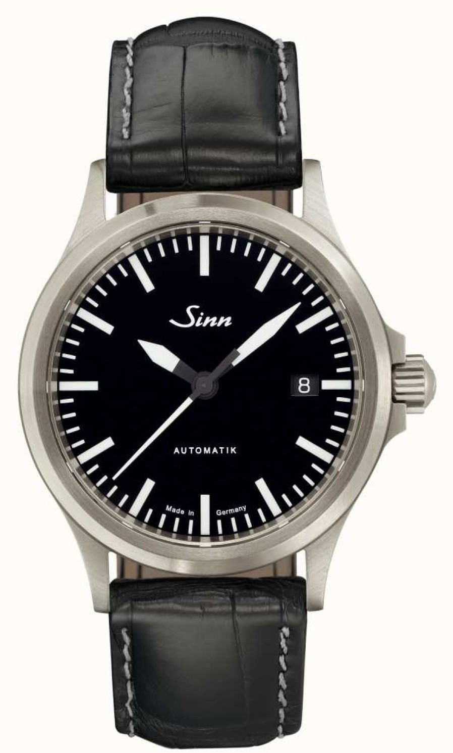 Men'S Sinn | Sinn 556 I Sports Sapphire Glass Black Alligator Embossed Leather