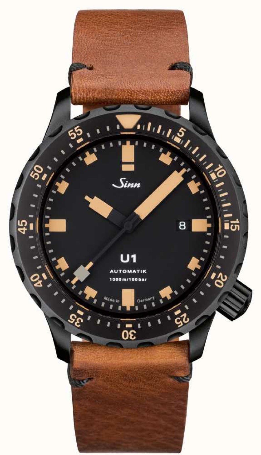 Men'S Sinn | Sinn U1 S E U-Boat Steel Vintage Brown Leather V-Stitch