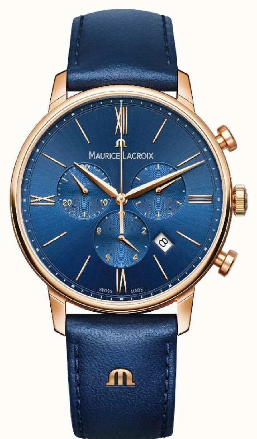 Men'S Maurice Lacroix | Maurice Lacroix Eliros Chronograph Blue And Gold Watch