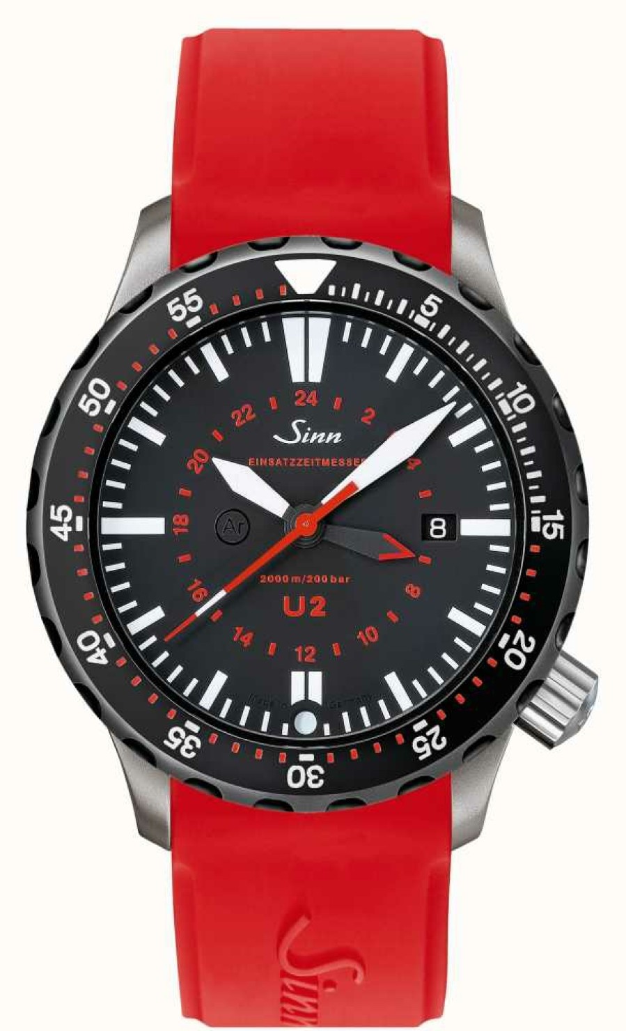 Men'S Sinn | Sinn U2 Sdr U-Boat Steel Mission Timer Diver Red Silicone