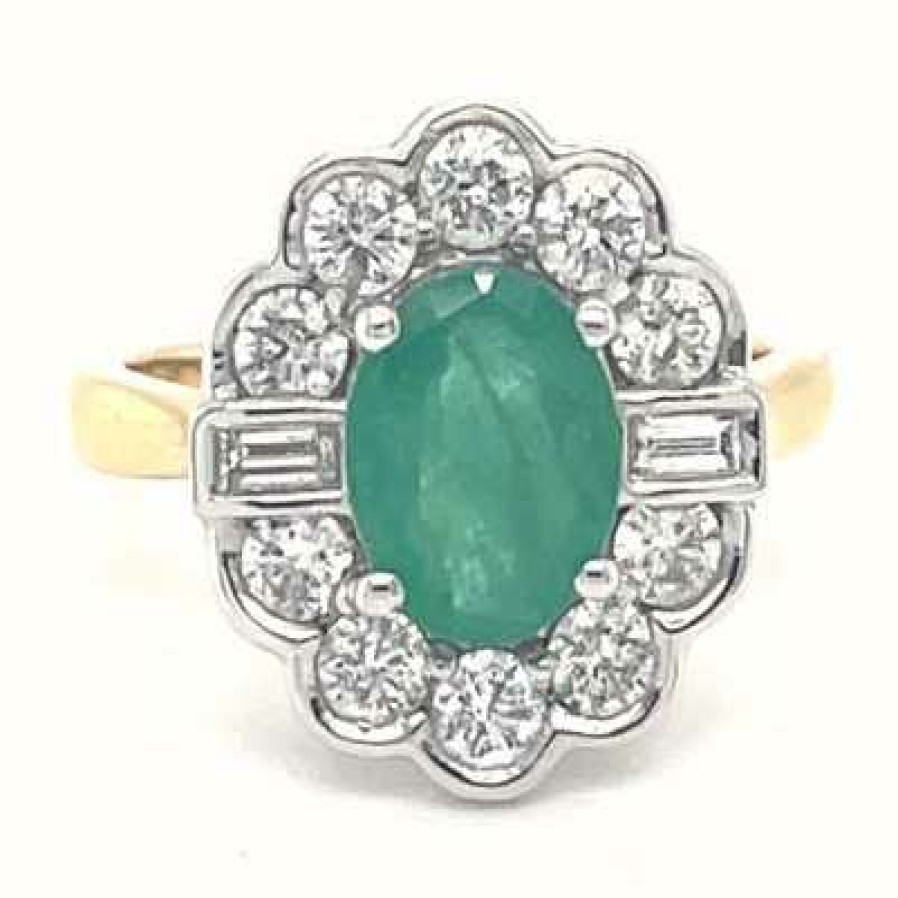 Jewelry James Moore | Ujt Lmt 18K Yellow Gold Emerald Diamond Ring