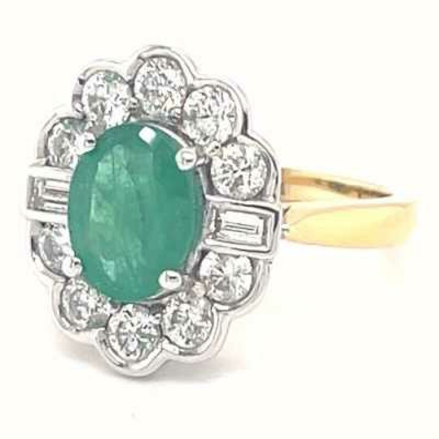 Jewelry James Moore | Ujt Lmt 18K Yellow Gold Emerald Diamond Ring