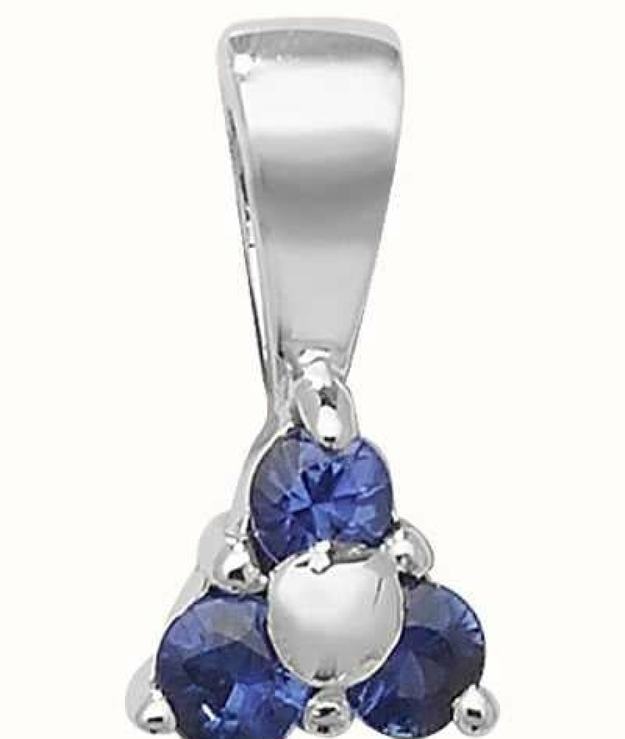 Jewelry James Moore | James Moore Th 9K White Gold 3 Stone Sapphire Pendant