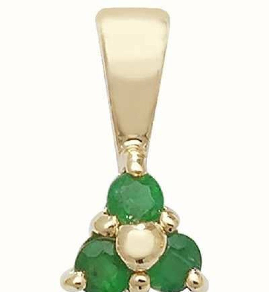 Jewelry James Moore | James Moore Th 9K Yellow Gold 3 Stone Emerald Pendant