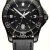 Men'S Victorinox | Victorinox Maverick Large Black Edition Black Dial Black Leather Strap