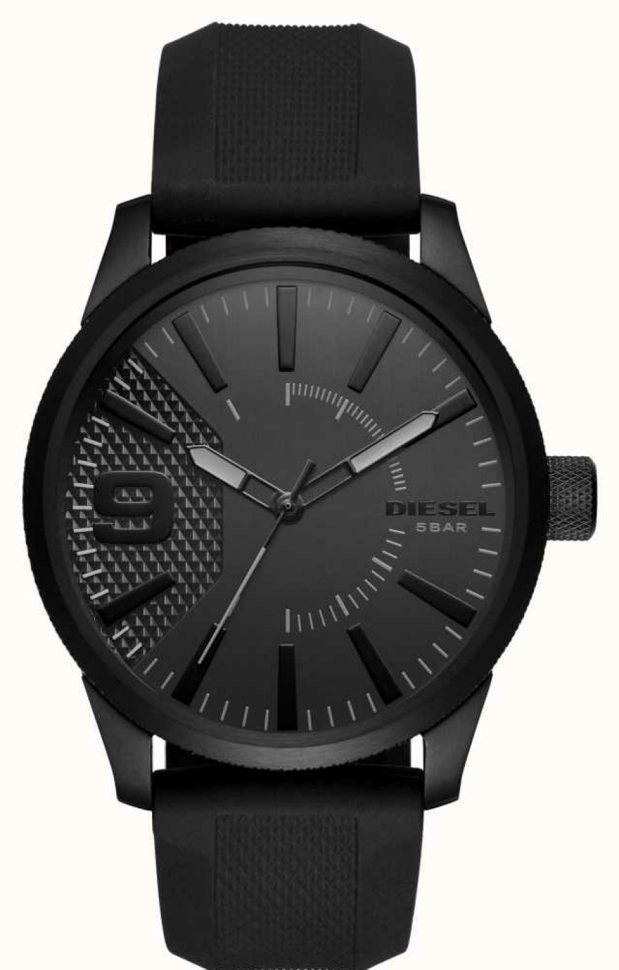 Men'S Diesel | Diesel Men'S Rasp Nsbb Black Silicone Strap