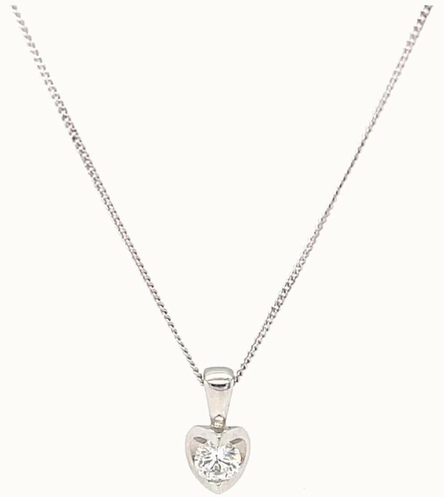 Jewelry James Moore | Corona 18K White Gold 0.20Ct Diamond Pendant