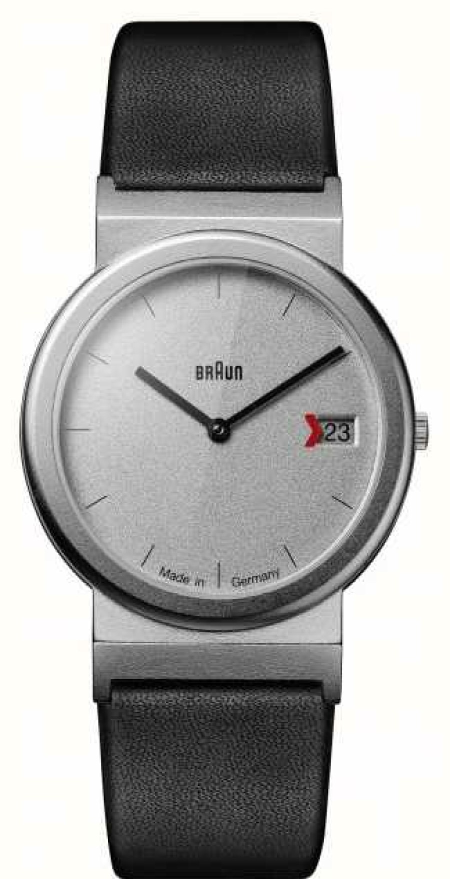 Men'S Braun | Braun Classic 1989 Tribute Design Black Leather Strap Grey