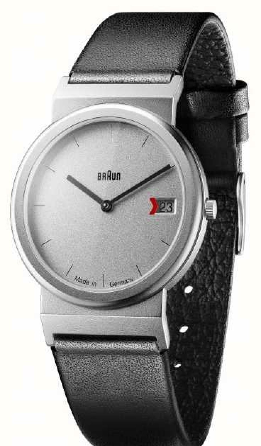 Men'S Braun | Braun Classic 1989 Tribute Design Black Leather Strap Grey