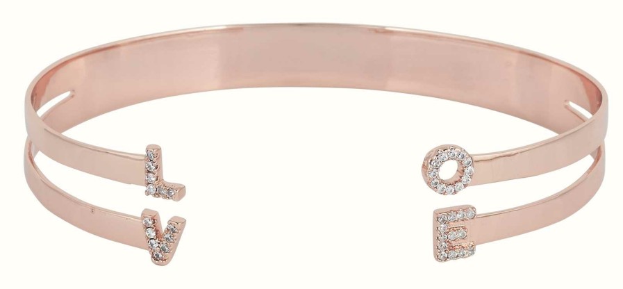 Jewelry Mya Bay Jewellery | Mya Bay Rose Gold Pvd Plated "Love" Bangle With Stones