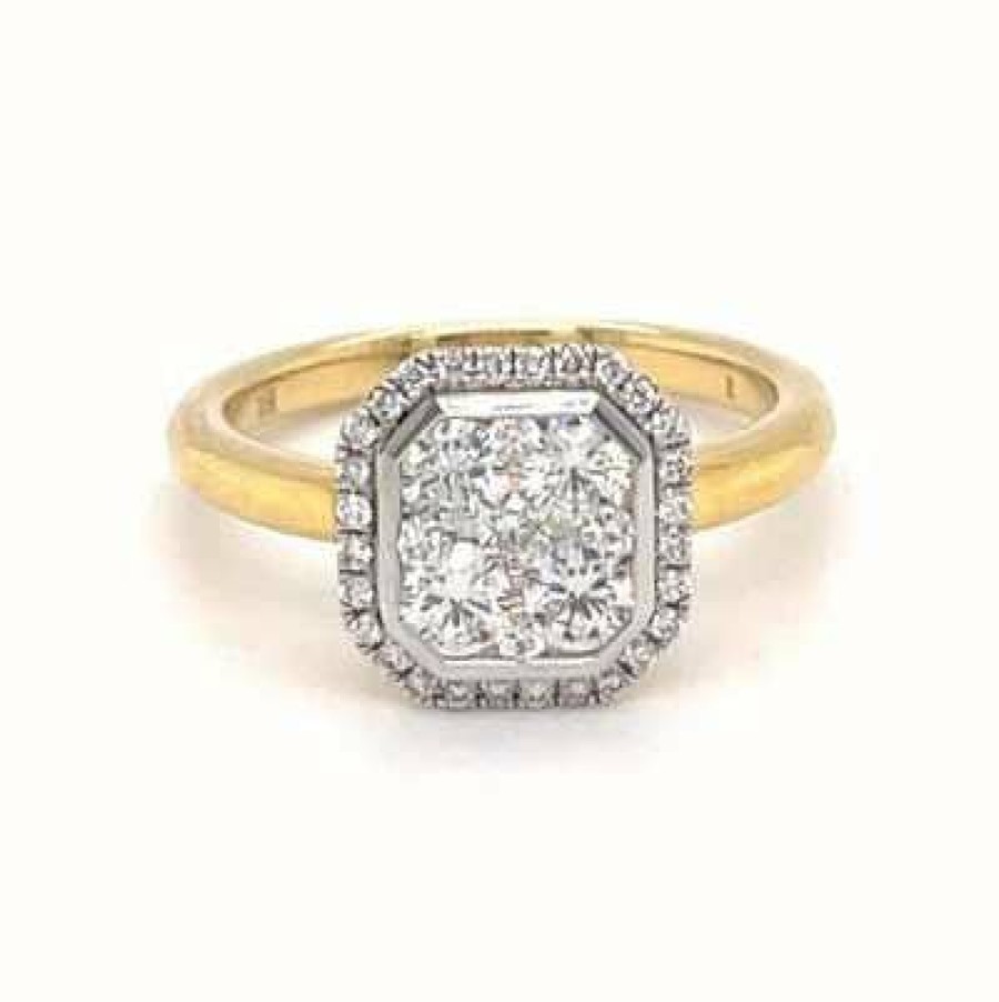 Jewelry James Moore | Lm 18Ct Yellow Gold Diamond Cluster Ring 0.70Ct