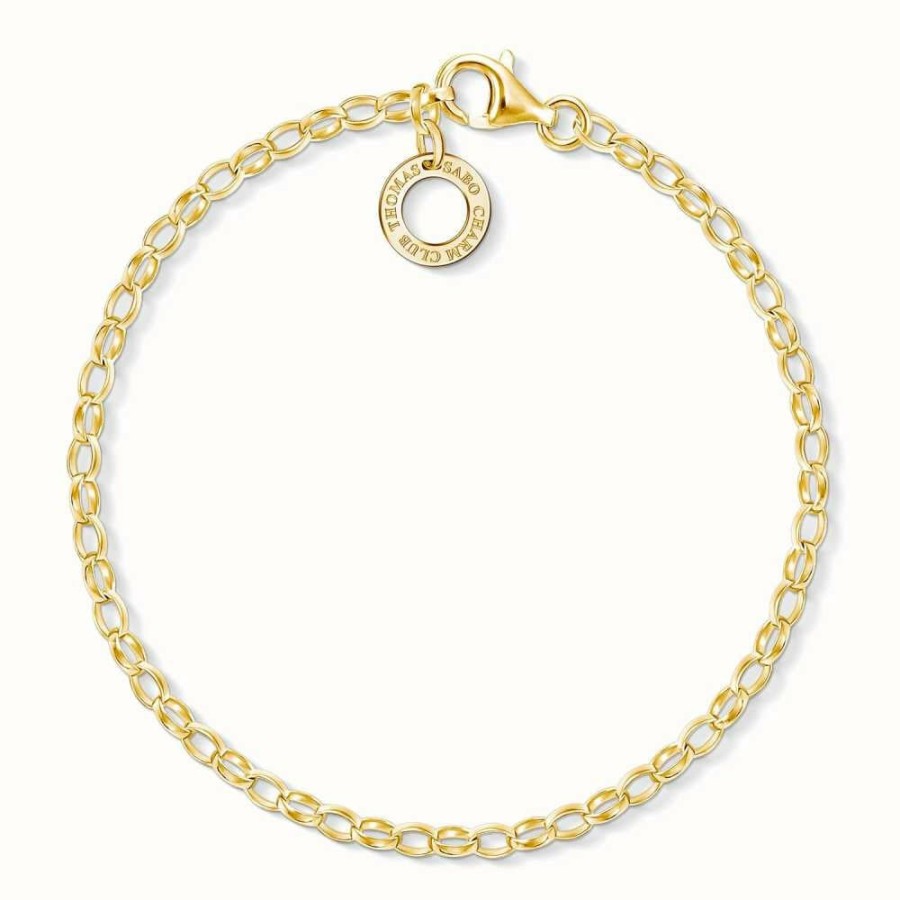 Jewelry Thomas Sabo Jewellery | Thomas Sabo Women'S 17Cm Gold Plated Sterling Silver Charm Club Bracelet