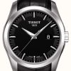 Men'S Tissot | Tissot Men'S Coutourier Black Dial Black Leather Strap Date