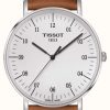 Men'S Tissot | Tissot Men'S Everytime Large White Dial Brown Leather Strap