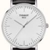 Men'S Tissot | Tissot Men'S Everytime Large White Dial Black Leather Strap