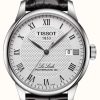 Men'S Tissot | Tissot Men'S Le Locle Powermatic 80 Silver Dial Black Leather Strap