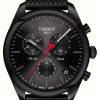 Men'S Tissot | Tissot Men'S Pr100 Chronograph Black Pvd Plated Bracelet