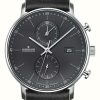 Men'S Junghans | Junghans Men'S Form C Chronoscope Black Leather Strap