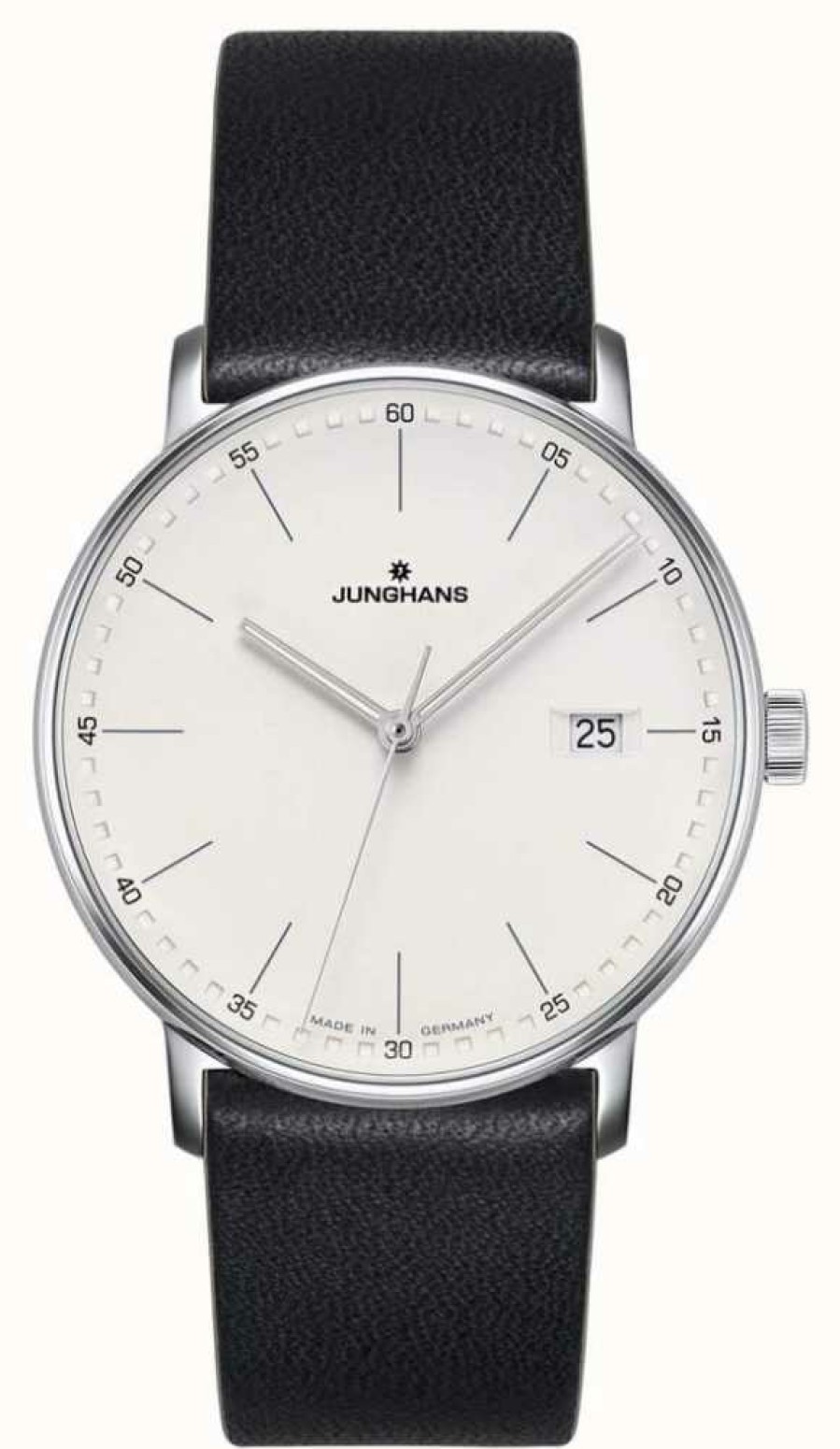 Men'S Junghans | Junghans Form Quartz Black Leather Watch