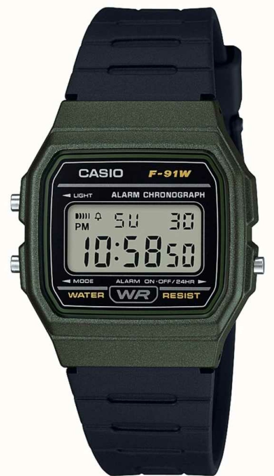 Women'S Casio | Casio Alarm Chronograph Green & Black Case