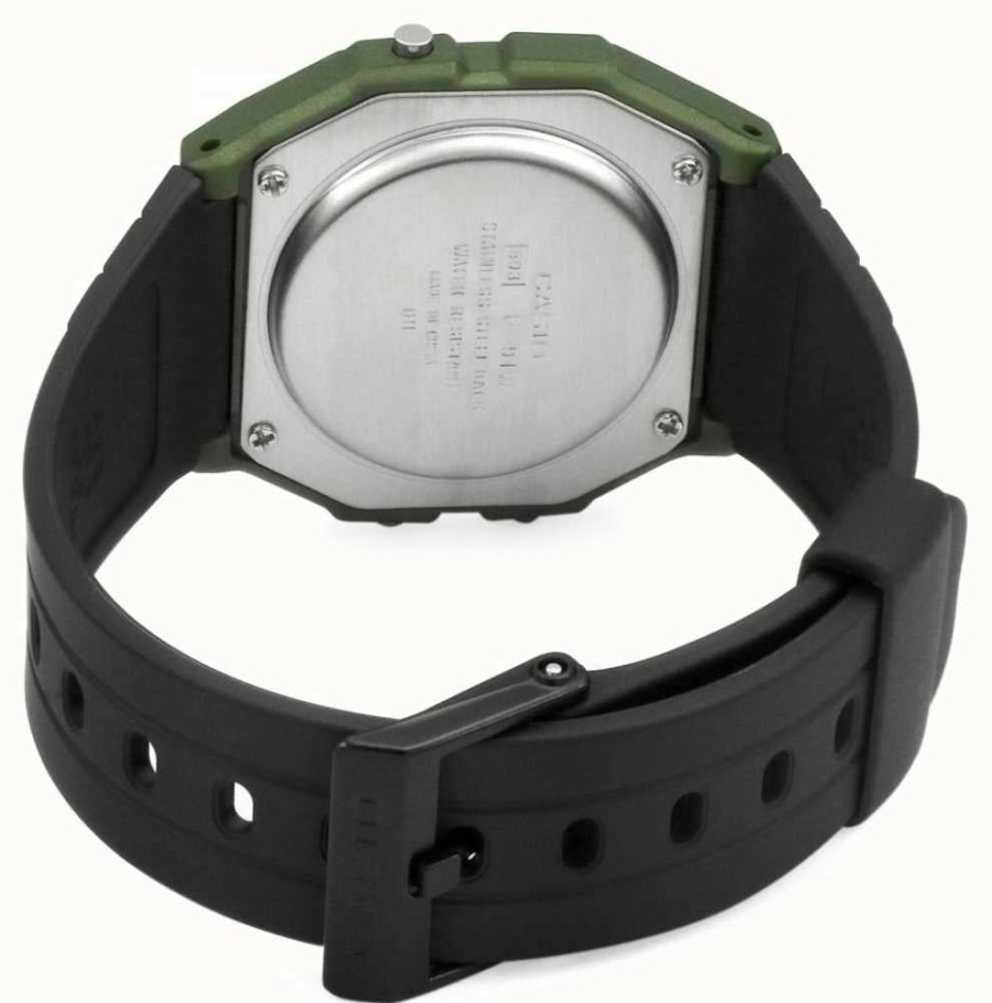 Women'S Casio | Casio Alarm Chronograph Green & Black Case