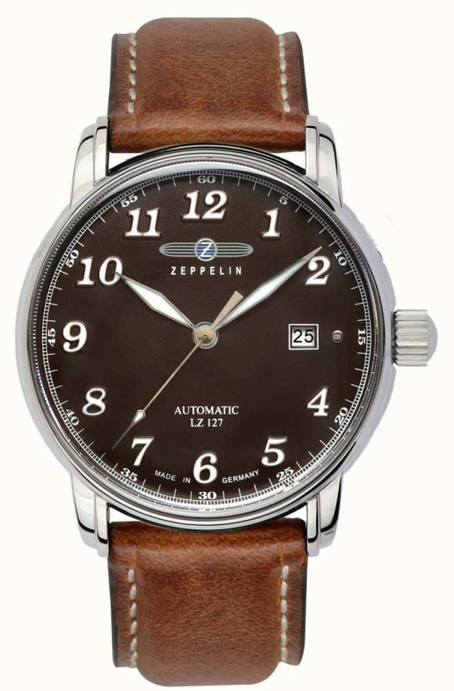 Men'S Zeppelin | Zeppelin | Series Lz127 | Automatic Date | Brown Leather Strap