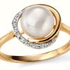 Jewelry Elements Gold | Elements Gold 9K Yellow Gold Diamond Pearl Ring