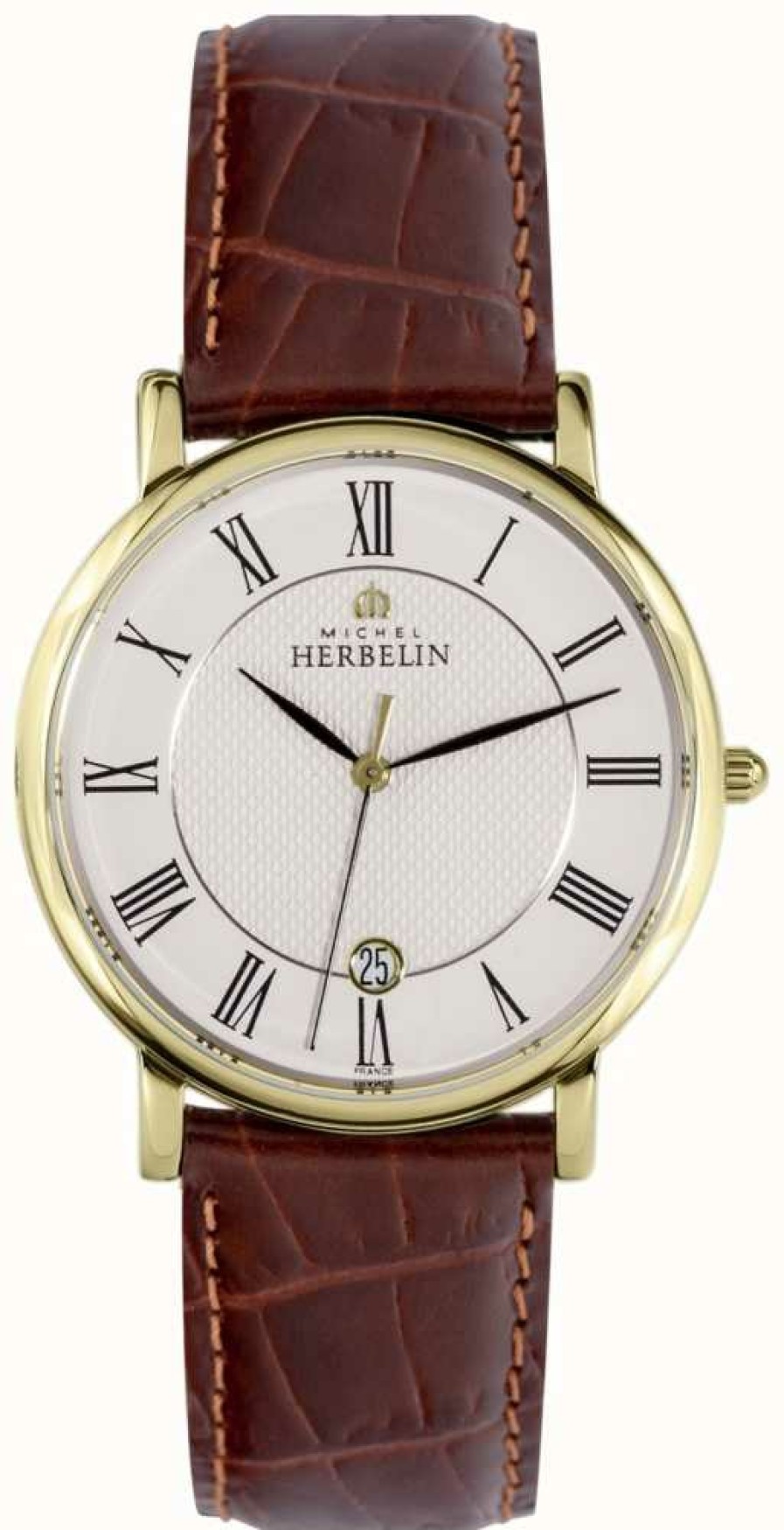 Men'S Herbelin | Herbelin Classic (38Mm) White Dial / Brown Leather Strap