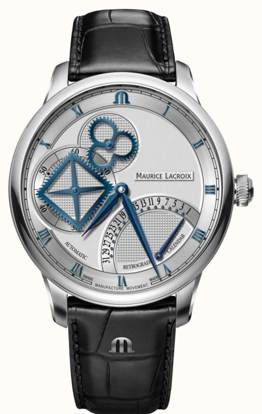 Men'S Maurice Lacroix | Maurice Lacroix Masterpiece Square Wheel Retrograde Automatic Watch