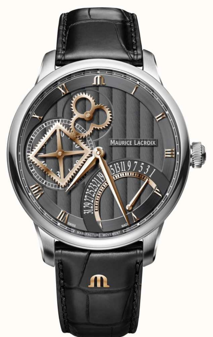 Men'S Maurice Lacroix | Maurice Lacroix Masterpiece Square Wheel Retrograde Automatic Watch