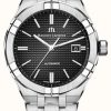 Men'S Maurice Lacroix | Maurice Lacroix Aikon Automatic (42Mm) Black Clous De Paris Dial / Stainless Steel