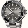 Men'S ORIS | Oris Aquis Titanium Date Automatic (43.5Mm) Grey Dial / Titanium Bracelet