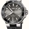 Men'S ORIS | Oris Aquis Titanium Date Automatic (43.5Mm) Grey Dial / Black Rubber Strap