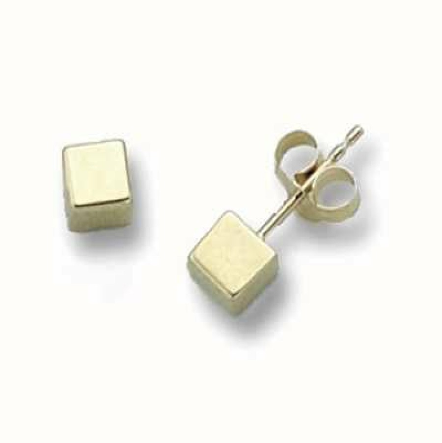 Jewelry James Moore | James Moore Th 9K Yellow Gold Cube Stud Earrings