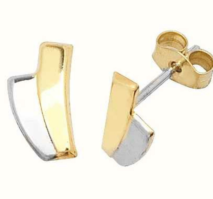 Jewelry James Moore | James Moore Th 9K Yellow And White Gold Stud Earrings