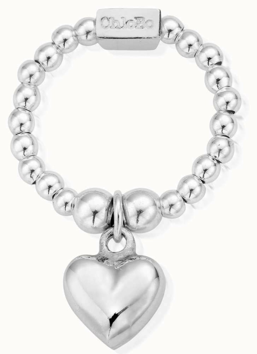 Jewelry ChloBo Jewellery | Chlobo Sterling Silver Mini Puffed Heart Ring Medium