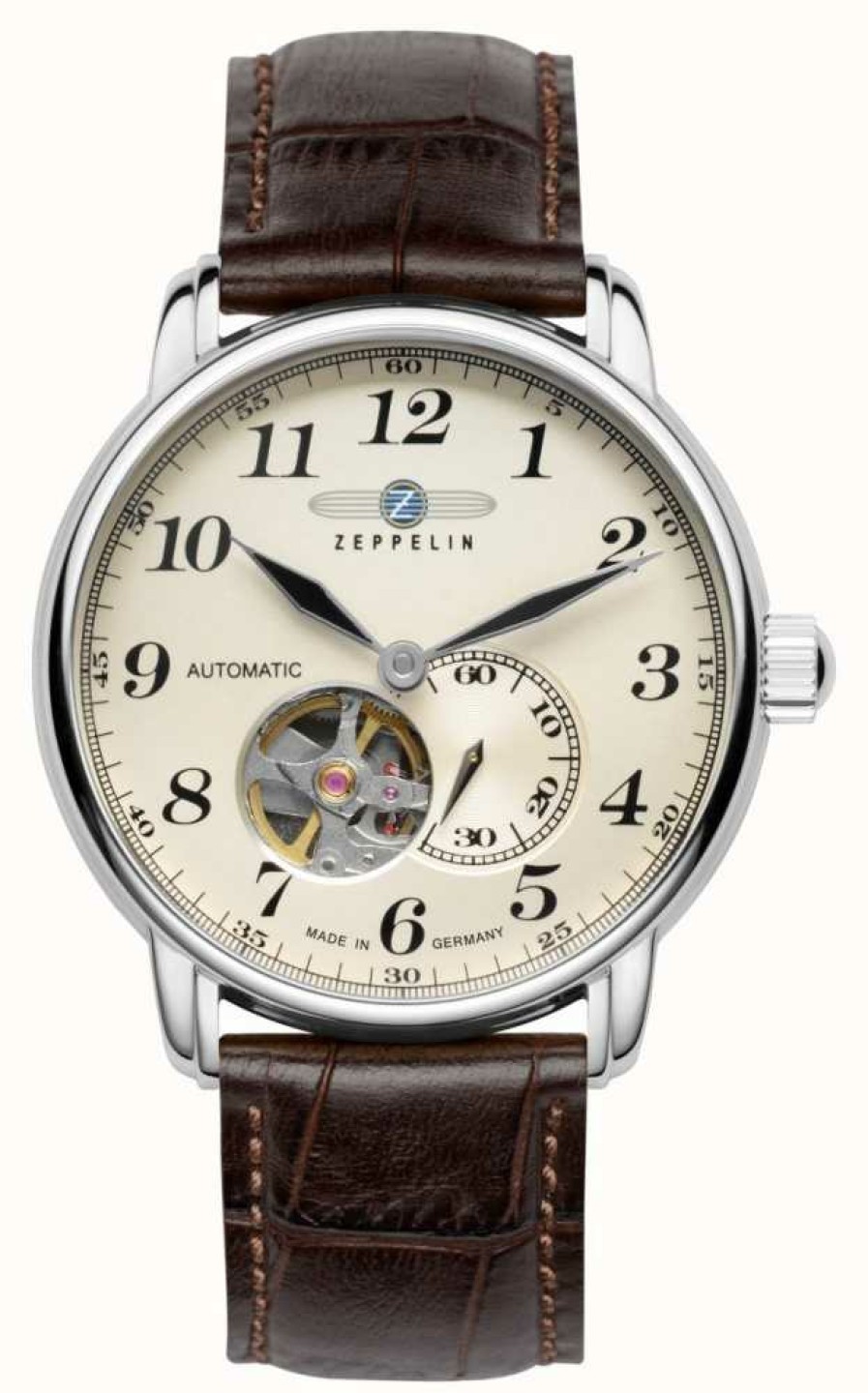 Men'S Zeppelin | Zeppelin Series Lz127 Automatic Brown Leather Strap