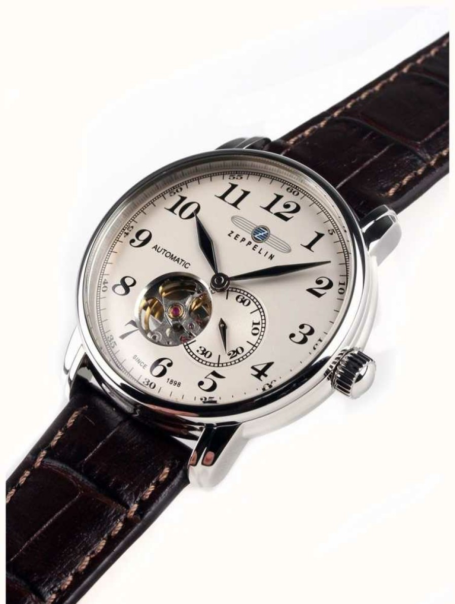 Men'S Zeppelin | Zeppelin Series Lz127 Automatic Brown Leather Strap