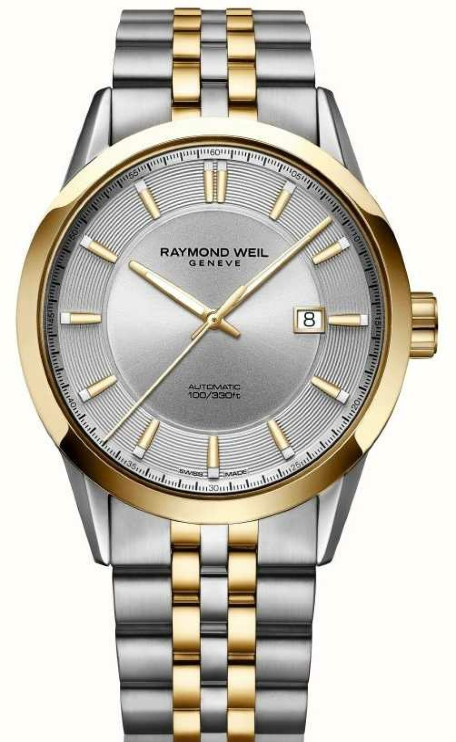 Men'S Raymond Weil | Raymond Weil Men'S Freelancer Automatic Two Tone Bracelet Silver Dial