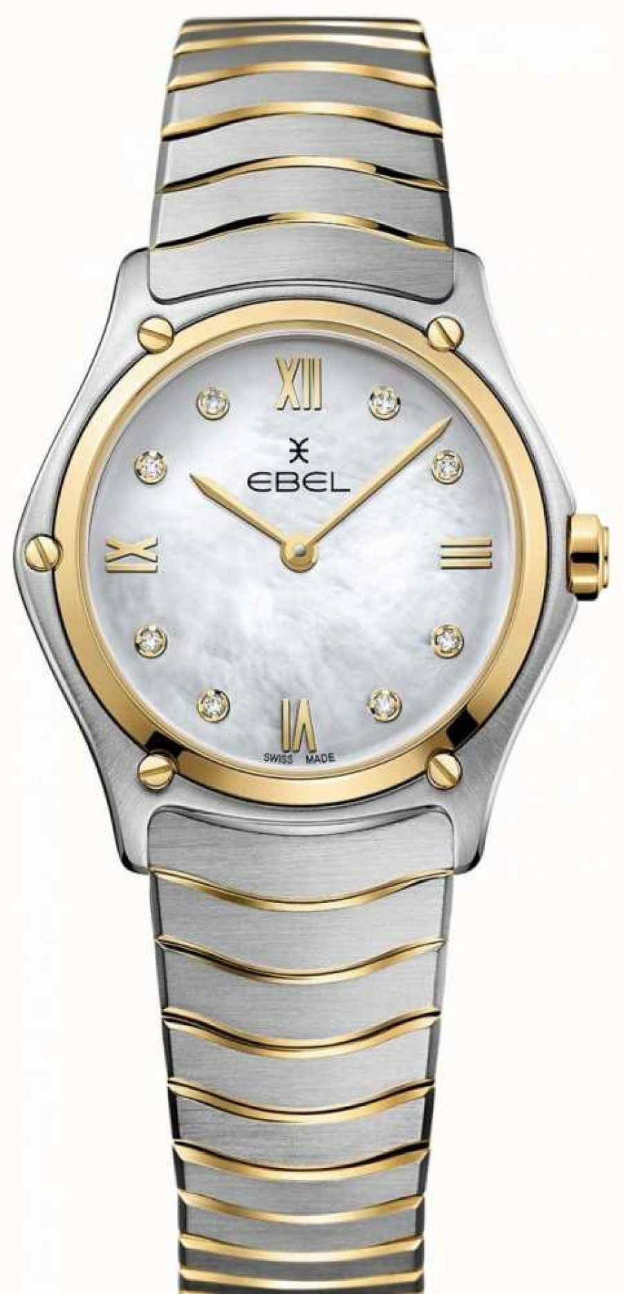 Men'S EBEL | Ebel Sport Classic - 8 Diamonds (29Mm) Mother Of Pearl Dial / 18K Gold & Stainless Steel