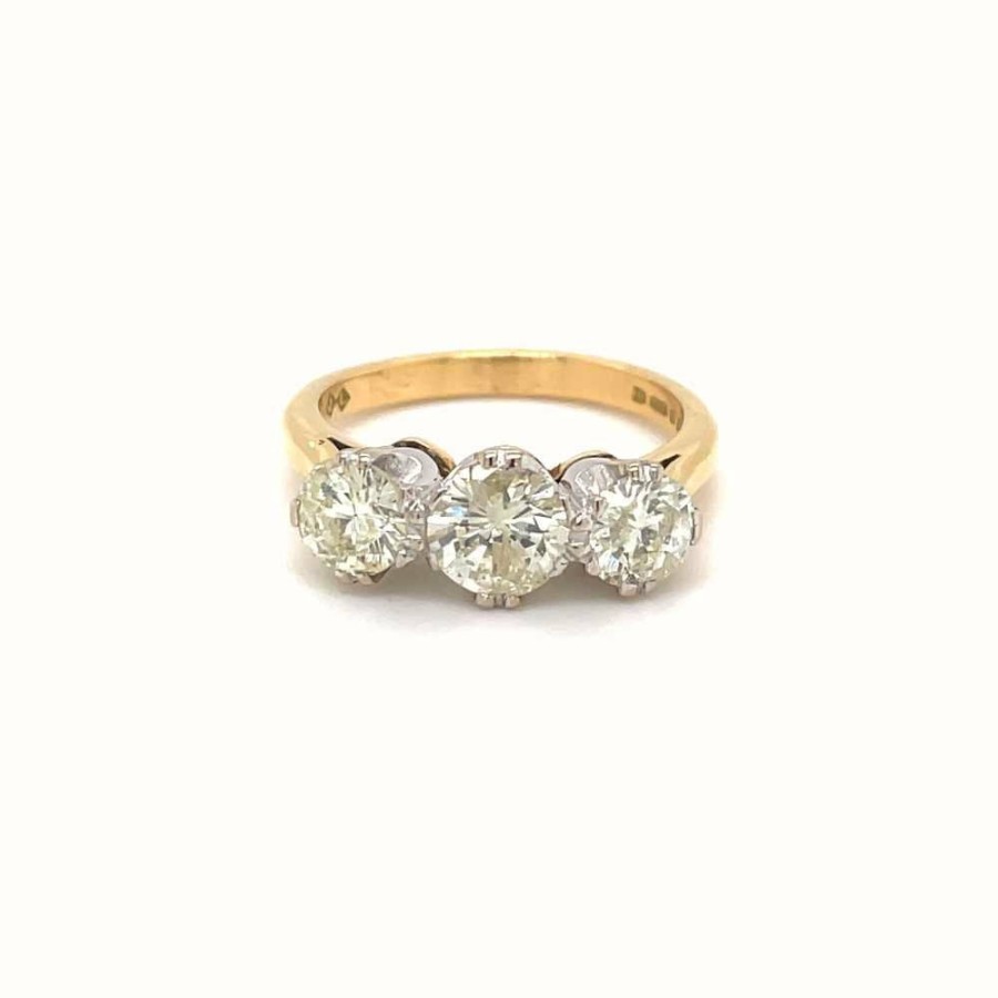 Jewelry James Moore | James Moore 18Ct Yellow Gold 1.75Ct Diamond 3 Stone Ring