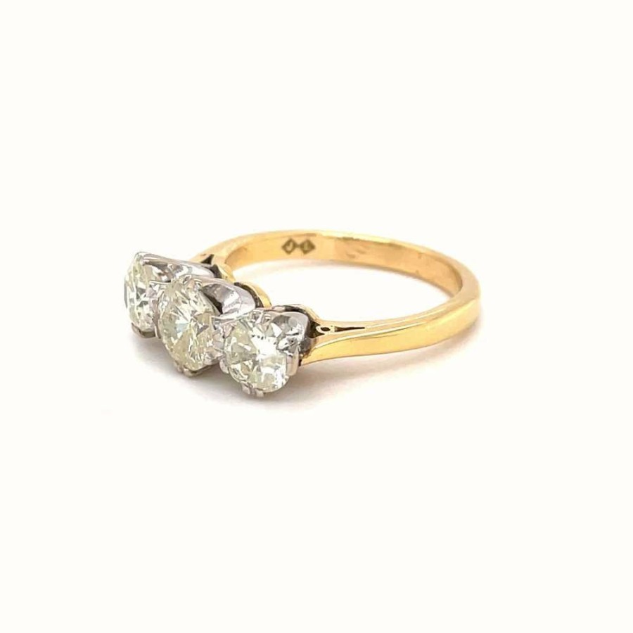 Jewelry James Moore | James Moore 18Ct Yellow Gold 1.75Ct Diamond 3 Stone Ring