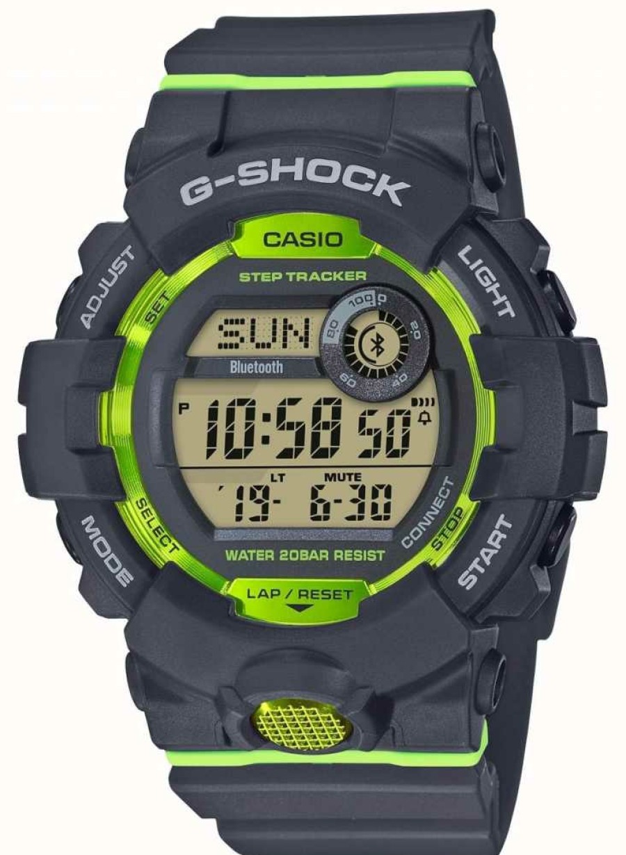 Men'S Casio | Casio G-Squad Grey Green Digital Bluetooth Step Tracker