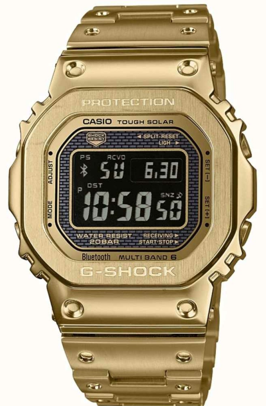 Men'S Casio | Casio G-Shock Full Metal Radio Controlled Bluetooth Solar Gold Plated Steel