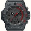 Men'S Luminox | Luminox Men'S Navy Seal 3580 Chronograph Black/Red With Pu Strap