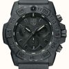 Men'S Luminox | Luminox Navy Seal 3580 Chronograph Black/Black With Pu Strap