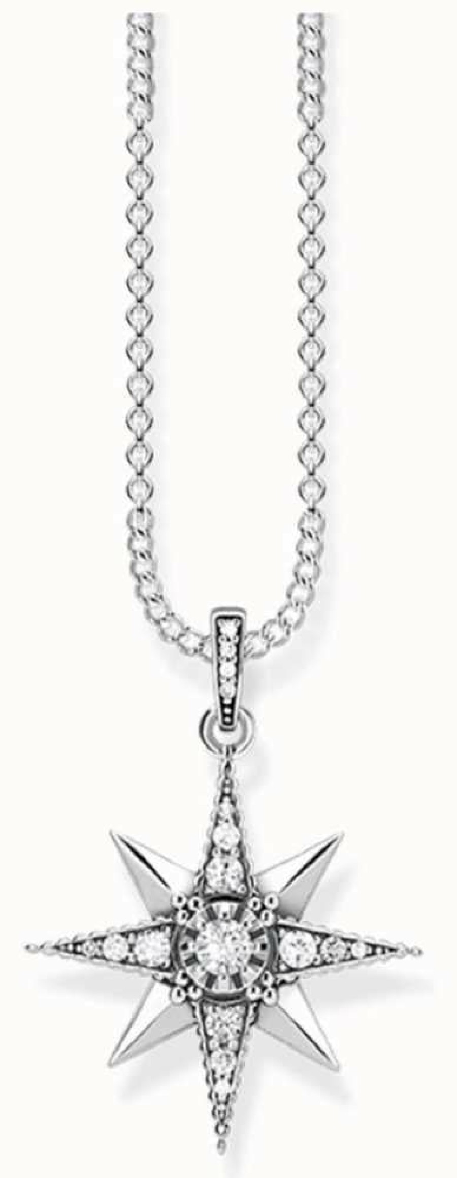 Jewelry Thomas Sabo Jewellery | Thomas Sabo Sterling Silver Necklace With Blackened/White Zirconia